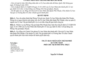 Quyết định 49/QĐ-UB thành lập Phòng Vật giá quận Phú Nhuận