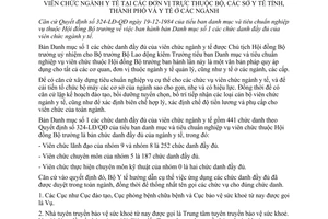 Thông tư 04/BYT/TT hướng dẫn ứng dụng bản danh mục số 1 chức danh đầy đủ viên chức ngành y tế đơn vị thuộc Bộ sở y tế tỉnh, thành phố
