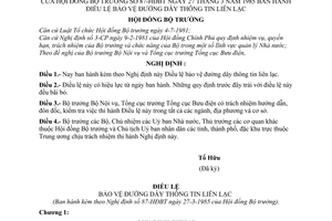 Nghị định 87-HĐBT Điều lệ bảo vệ đường dây thông tin liên lạc