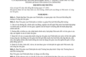 Nghị định 85-HĐBT thành lập Ban tôn giáo của Chính phủ