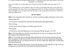 Quyết định 666-VH/QĐ  xếp hạng 3 di tích lịch sử  văn hoá