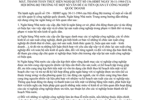 Thông tư 03-NH/TT cải tiến quản lý công nghiệp quốc doanh hướng dẫn Nghị quyết 156-HĐBT tín dụng, tiền mặt, thanh toán