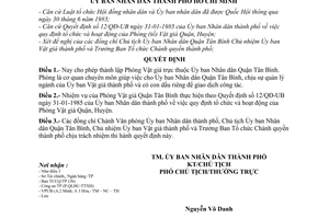 Quyết định 66/QĐ-UB  thành lập Phòng Vật giá quận Tân Bình
