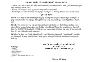 Quyết định 67/QĐ-UB cho phép thành lập Phòng Giá ngoại thương thuộc Ủy ban Vật giá thành phố