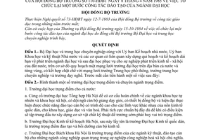 Quyết định 110-HĐBT tổ chức lại 1 bước công tác đào tạo của ngành Đại học