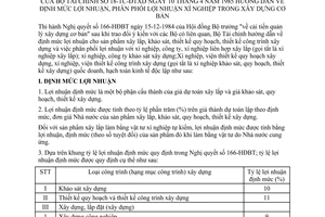 Thông tư 18-TC/ĐTXD hướng dẫn định mức phân phối lợi nhuận xí nghiệp xây dựng cơ bản