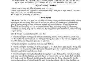 Nghị định 123-HĐBT quy định nhiệm vụ, quyền hạn và tổ chức bộ máy Bộ Giáo dục
