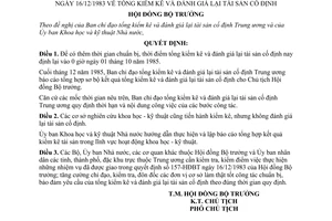 Quyết định 125-HĐBT tổng kiểm kê  đánh giá lại tài sản cố định sửa đổi quyết định 157-HĐBT