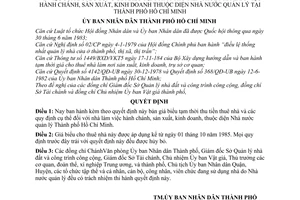 Quyết định 169/QĐ-UB sửa đổi giá biểu thu tiền thuê nhà làm việc hành chánh, sản xuất, kinh doanh do nhà nước quản lý tại thành phố Hồ Chí Minh