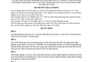 Quyết định 130-LĐ/QĐ  bản danh mục số 1 các chức danh đầy đủ của Uỷ ban khoa học xã hội Việt Nam