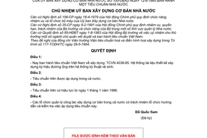 Quyết định 100-UBXD 1 tiêu chuẩn Nhà nước TCVN 4036-85