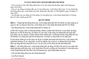 Quyết định 130/QĐ-UB thành lập Hội đồng Khoa học và Kỹ thuật thành phố Hồ Chí Minh