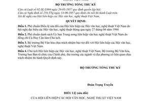 Quyết định 78-BT phê chuẩn điều lệ Hội liên hiệp hội văn học, nghệ thuật Việt Nam