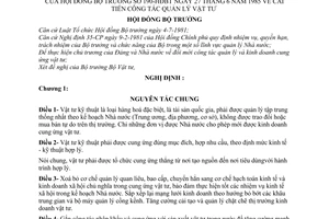 Nghị định 190-HĐBT cải tiến công tác quản lý vật tư