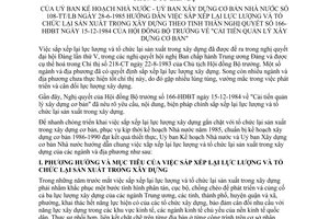 Thông tư liên bộ 108-TT/LB sắp xếp lực lượng tổ chức lại sản xuất xây dựng hướng dẫn Nghị quyết 166-HĐB