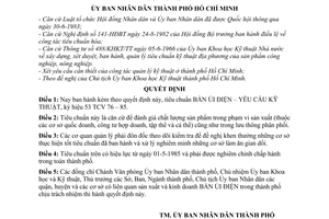 Quyết định 144/QĐ-UB tiêu chuẩn bàn ủi điện