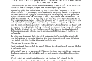 Chỉ thị 20-BYT/CT nâng cao chất lượng thuốc chữa bệnh sản xuất lưu hành đơn vị địa phương