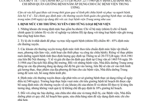 Thông tư số 22-TT/LB quy định mức chi bình quân giường bệnh/năm bệnh viện trung ương