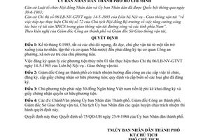 Quyết định 80/QĐ-UB đăng ký đò ngang, đò dọc, ghe vận tải dưới 1 tấn