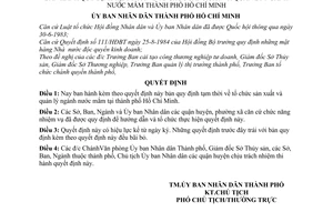 Quyết định 164/QĐ-UB quy định tạm thời tổ chức sản xuất  quản lý ngành nước mắm thành phố Hồ Chí Minh