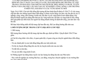 Thông tư 9-LĐ-TT trang cấp người được điều động tuyển dụng làm việc lâu dài tại xí nghiệp, công, nông, lâm trường miền núi hải đảo vùng kinh tế mới