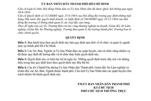 Quyết định 181/QĐ-UB  tổ chức quản lý ngành mộc