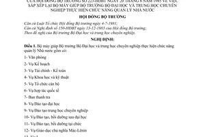 Nghị định 223-HĐBT sắp xếp lại bộ máy giúp Bộ trưởng Bộ Đại học và trung học chuyên nghiệp thực hiện chức năng quản lý Nhà nước