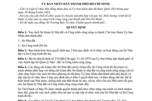 Quyết định 188A/QĐ-UB tách Sở Quản lý Nhà đất và Công trình công cộng ra thành hai Sở: Sở Nhà đất và Sở Công trình Đô thị
