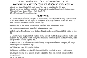 Nghị quyết 646-NQ/HĐNN7 Tha hình phạt tù cho những người cải tạo tốt