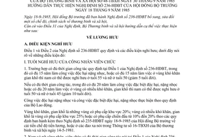 Thông tư 48-TBXH hướng dẫn Nghị định 236-HĐBT chế độ nghỉ hưu lương hưu