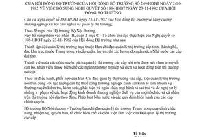 Nghị quyết 249-HĐBT bổ sung NQ188-HĐBT ngày 23-11-1982