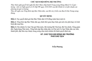 Quyết định 330-CT giá bán báo Nhân dân