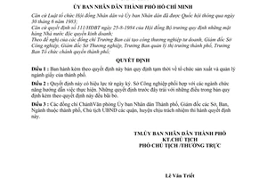 Quyết định 219/QĐ-UB quy định tạm thời tổ chức sản xuất  quản lý ngành giấy