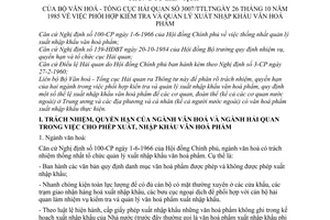 Thông tư 3007/TTLT phối hợp kiểm tra quản lý xuất nhập khẩu văn hoá phẩm