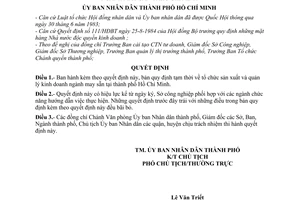 Quyết định 235/QĐ-UB quy định tạm thời tổ chức sản xuất  kinh doanh ngành may sẵn