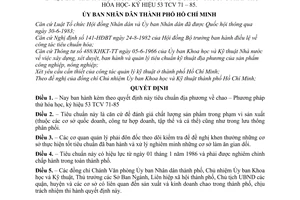 Quyết định 220/QĐ-UB Tiêu chuẩn địa phương chao