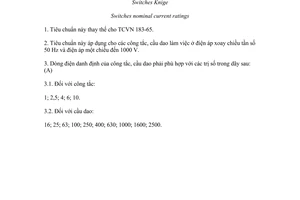 Tiêu chuẩn Việt Nam TCVN 183:1985 về công tắc, cầu dao - Dãy dòng điện danh định do Ủy ban Khoa học và Kỹ thuật Nhà nước ban hành
