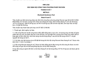 Tiêu chuẩn Việt Nam TCVN 4170:1985 (ST SEV 2150 - 80) về Kim loại - Xác định độ cứng theo phương pháp Rocven - Thang N và T do Ủy ban Khoa học và Kỹ thuật Nhà nước ban hành