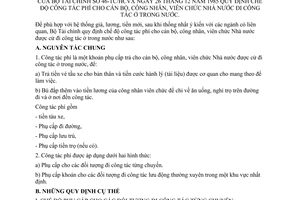 Thông tư 46-TC/HCVX chế độ công tác phí cán bộ, công nhân, viên chức nhà nước công tác trong nước