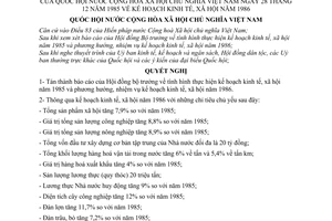 Nghị quyết kế hoạch kinh tế - xã hội năm 1986