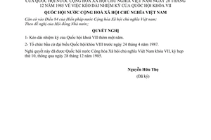 Nghị quyết kéo dài nhiệm kỳ của Quốc hội khoá VII