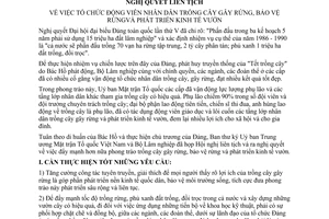 Nghị quyết liên tịch tổ chức động viên nhân dân trồng cây gây rừng, bảo vệ rừng và phát triển kinh tế vườn