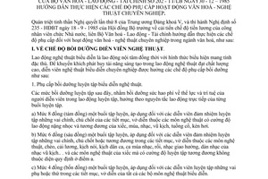 Thông tư liên bộ 202-TT/LB hướng dẫn chế độ phụ cấp hoạt động văn hoá - nghệ thuật chuyên nghiệp