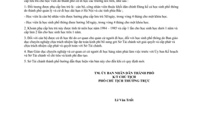 Công văn 208/UB quy định tạm thời về phụ cấp lưu trú cho học viên đi học ở các tỉnh phía Bắc