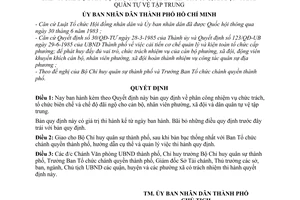 Quyết định 16/QĐ-UB nhiệm vụ chức trách, tổ chức biên chế chế độ đãi ngộ cho cán bộ, nhân viên phường, xã đội quân tự vệ tập trung