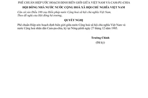 Nghị quyết 701-NQ/HĐNN7 phê chuẩn Hiệp ước hoạch định biên giới giữa Việt nam và Cam-pu-chia