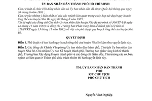 Quyết định 37/QĐ-UB phê duyệt quy hoạch tổng thể huyện Nhà Bè