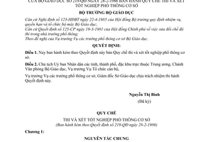 Quyết định 219-QĐ  Quy chế thi và xét tốt nghiệp phổ thông cơ sở