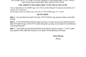 Quyết định 158-QĐ 1 tiêu chuẩn nhà nước TCVN 4244-86 Quy phạm kỹ thuật an toàn thiết bị nâng.