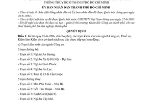 Quyết định 49/QĐ-UB bãi bỏ các trạm kiểm soát thuế vụ nằm trên các trục giao thông thủy bộ